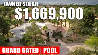 Las Vegas Home for Sale  GATED Owned Tesla SOLAR Pool GROTTO Waterfall Single Story RANCH Home [upl. by Waddle]