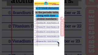 chemistry periodic table d block elements dblock elementsperiodictable periodictable d block trick [upl. by Oflodur]