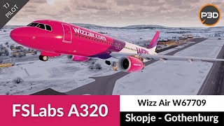 P3D v51 FSLabs A320 Wizz Air  Skopje to Gothenburg  Full flight [upl. by Fair]