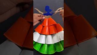 Tricolour India doll craft 🇮🇳  1 like for India 🇮🇳  Tricolour craft ideas 🇮🇳 shorts indiaflag [upl. by Tabb]