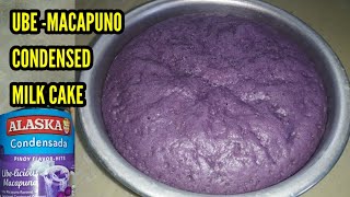 UBE MACAPUNO CONDENSED CAKE RECIPE  No butter  No Oven  No Bake  Homemade cake [upl. by Resor]