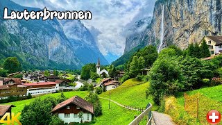 Lauterbrunnen Switzerland walking tour 4K  The most beautiful villages in Switzerland [upl. by Aivilo]