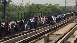 Delhi Metro Passengers stranded at Chattarpur station after technical snag [upl. by Shaefer]