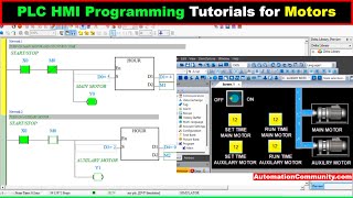 PLC HMI Programming Tutorials for Motors START and STOP based on Time [upl. by Zeni]