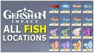 All Fish Spot Locations  Fishing Guide  Genshin Impact 21 [upl. by Adnorhs]