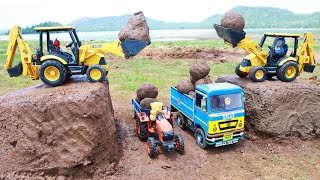 Accident Tata Dumper Mahindra Tractor Pulling Out JCB 3DX Xpert  Mud Loading Truck Tractor  CS Toy [upl. by Figge]