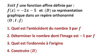 Exercice 2 Calculer lantécédent dun nombre par une fonction affine  3eme année du collège [upl. by Aettam]