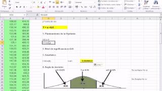 Excel 2010 Regresion lineal simple ajuste del modelo t student parte 7 [upl. by Ford]