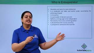 Class 11th – Who is Entrepreneur  Entrepreneurship  Tutorials Point [upl. by Eintroc898]