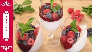 Easy and simple ingredients vegan Panna Cotta with red berries coulis [upl. by Christmas301]