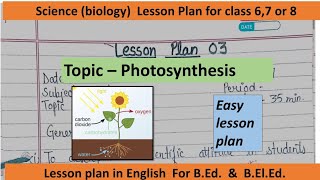 photosynthesis easy Lesson plan for BEd amp BElEd [upl. by Alletsirhc]