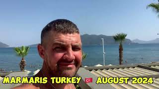 A tour around Marmaris Beach Front Turkey 🇹🇷 in August 2024 [upl. by Rossie]