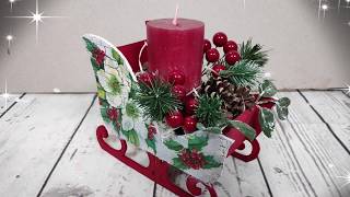 Trineo de navidad decorado con decoupage [upl. by Namaj]