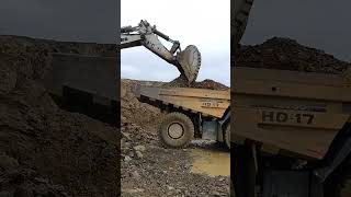 Liebherr Excavator Loading Big Komatsu Dumper shorts [upl. by Judus683]