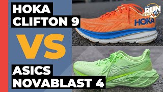 Hoka Clifton 9 Vs Asics Novablast 4  Which cushioned daily shoe gets our vote [upl. by Cerelly]