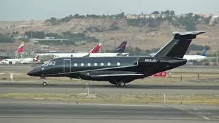 Private Embraer EMB 545 Praetor 500 N69JU Taxing Madrid Barajas LEMD [upl. by Aleakim]