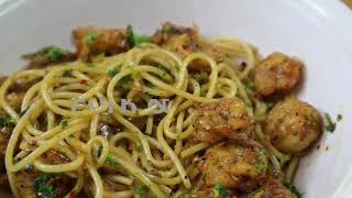 PRAWN PASTA SPICY GARLIC SHRIMP PASTA RECIPE [upl. by Aivatnwahs]