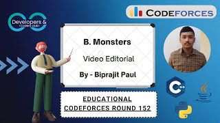 B Monsters  Educational Codeforces Round 152 Div 2  Codeforces  DCC NITA [upl. by Yorled]