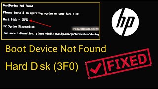 How To Fix HP Laptop Hard Disk 3F0 Error  Bootable Device Not Found [upl. by Luo]