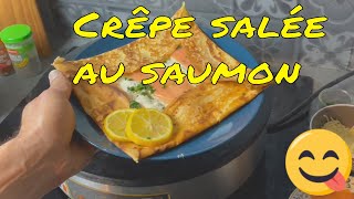 Recette de crêpe salée au saumon avec Boursin ou Tartare [upl. by Nnylarak]