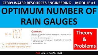 WRE Module1 PART05 Optimum Number of Rain Gauges  Rain Gauge Network  Equations amp Problem [upl. by Alegnad]