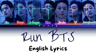 BTS  Run BTS English Lyrics Color Coded Lyrics [upl. by Ortrud]