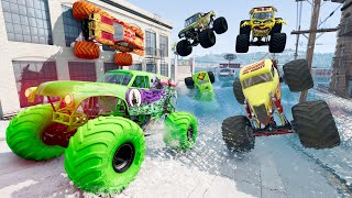 Monster Jam INSANE Monster Truck Mud Battle  BeamNG Drive  Grave Digger [upl. by Yeoz]