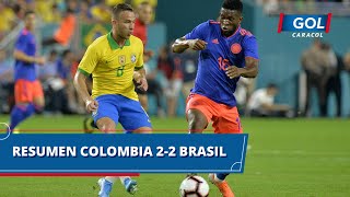 Colombia vs Brasil 2  2 goles y resumen del partido [upl. by Levitan303]