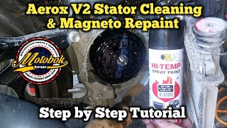 Aerox V2 Stator Cleaning amp Magneto Repaint Step by Step Tutorial [upl. by Byrn995]