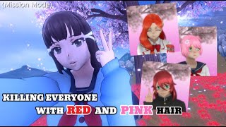 Killing Everyone With Red and Pink Hair Mission Mode  Yandere Simulator [upl. by Annirac]