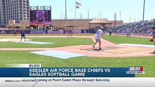 Keesler Air Force Base host Chiefs vs Eagles Softball Game at Shuckers Ballpark [upl. by Maribeth576]