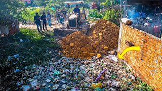 Start New Project Completed 100 Dozer amp 5Ton Truck for Filling Flooded Land Over Full of Garbage [upl. by Donelu]