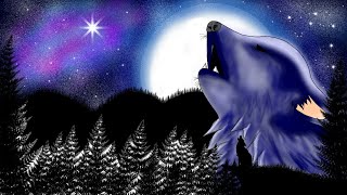 COMO DIBUJAR UN LOBO AULLANDO A LA LUNA IBIS PAINT X [upl. by Shermie]