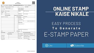 How to Generate E Stamp Online I Online stamp paper kaise nikale  stamp paper kaise banaye online [upl. by Rahas]