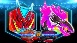 ACHILLES A4 VS SALAMANDER S4 BEYBLADE BURST APP [upl. by Jonah]