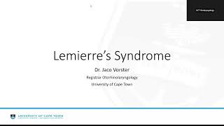 Lemierres syndrome Dr Jaco Vorster [upl. by Mosley]