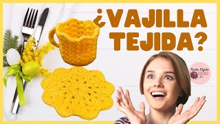 Taza tejida a crochet paso a paso  Plato tejido🥰😉🧶 tazatejida vajilla puntotejido [upl. by Aldredge]