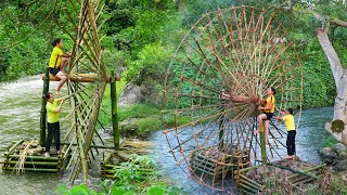 FULL VIDEO How To Make Water Wheel System Bringing water from streams to farm FULL BUILD [upl. by Annonyw]