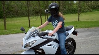 Jades first time riding a street bike  Kawasaki Ninja 300 [upl. by Ilzel]