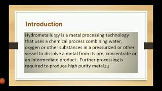 UNIT  2  INTRO TO HYDROMETALLURGY [upl. by Analos]