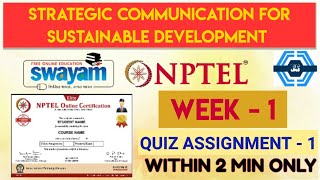 Strategic Communication For Sustainable Development Week 1 Quiz Assignment Solution  NPTEL 2023 [upl. by Mirth]