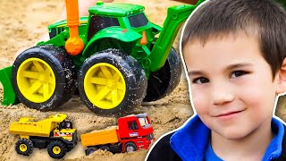 Pretend Play with Construction Trucks for Kids  Diggers Excavators Dump Trucks  JackJackPlays [upl. by Ilatfan993]