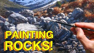 How to paint ROCKS in OILS  Landscape Painting Detail Techniques [upl. by Akym]