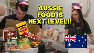 Americans try AUSTRALIAN FOOD for the first time Vegemite Tim Tams more [upl. by Haropizt]