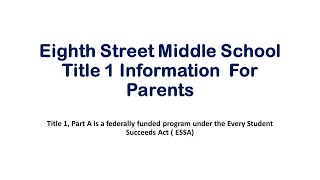 ESM Title 1 Information 2020 [upl. by Noet480]