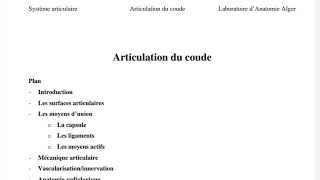 Anatomie Larticulation du coude première année médecine [upl. by Ailuy]