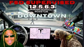 TESLA FSD 12563 JOURNEY DOWNTOWN HOUSTON TO JAPANESE CONSULATE [upl. by Sale]