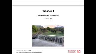 Übung Nr 1 zu Wasserbau und Hydromechanik Wasserhaushaltsgleichung [upl. by Elnukeda]