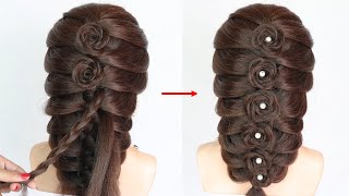 easy trick for bridesmaid hairstyle  beautiful hairstyle for wedding  unique hairstyle  hairstyle [upl. by Zilevi641]