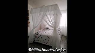 Toldillo Estilo 4 cortinas en Lino Bordado Exclusivo Elegante Cómodo y personalizado [upl. by Spatz]